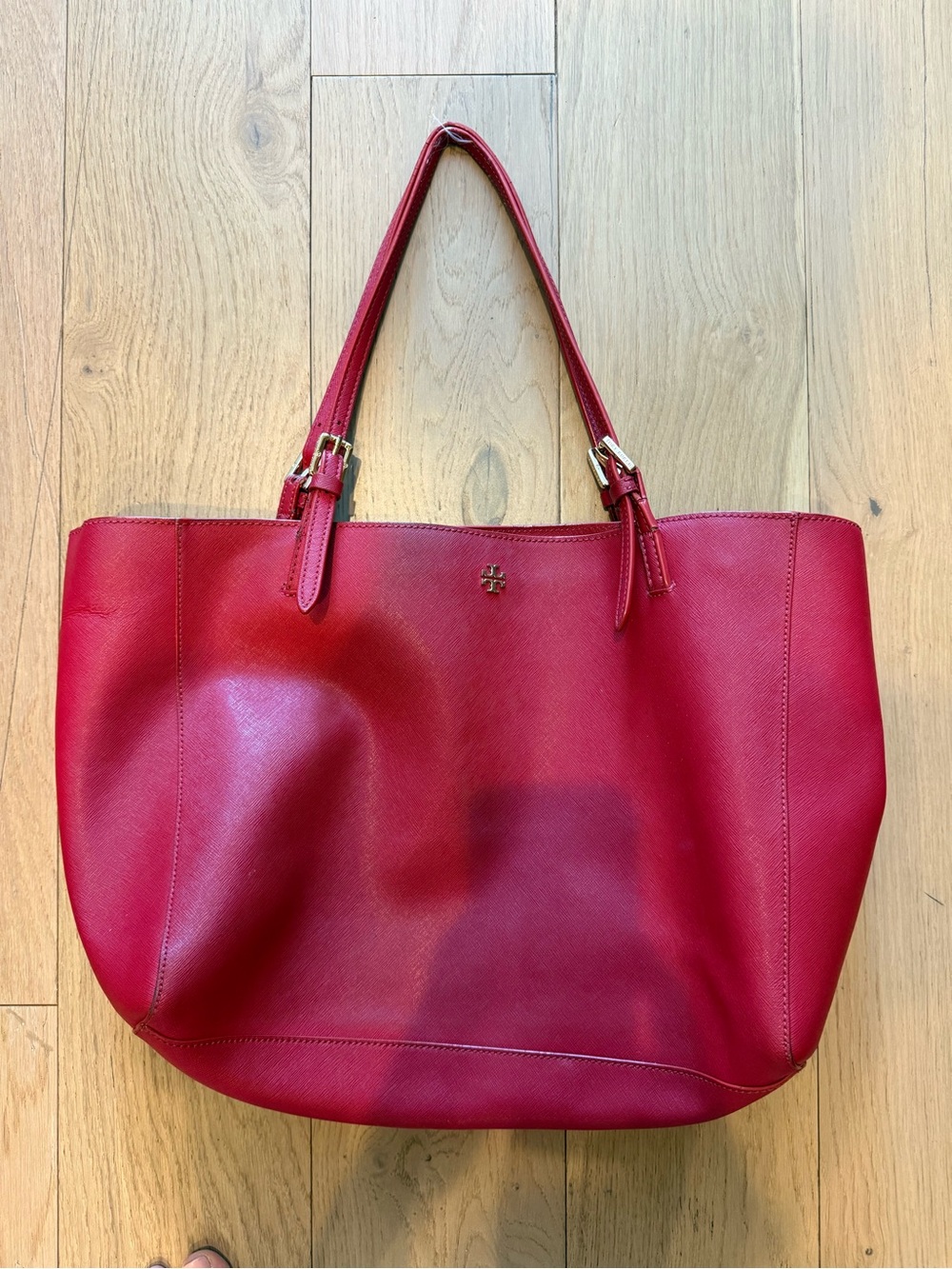 Tory Burch Red Saffiano Leather Tote Bag